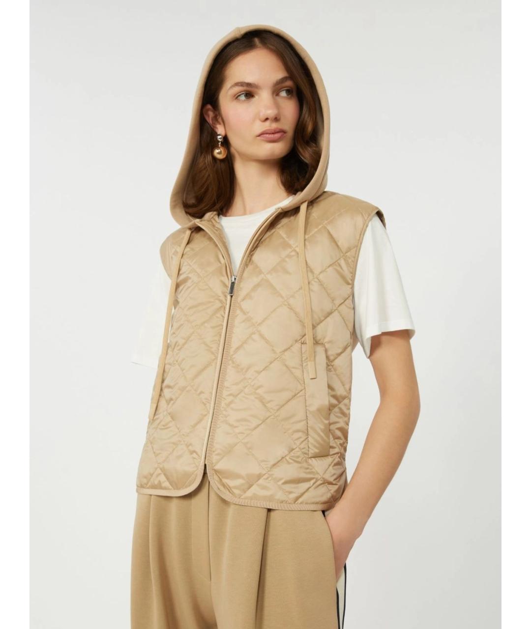 WEEKEND MAX MARA Бежевый полиэстеровый жилет, фото 5