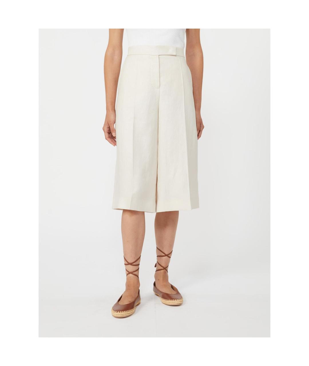MAX MARA Белые льняные кюлоты, фото 4