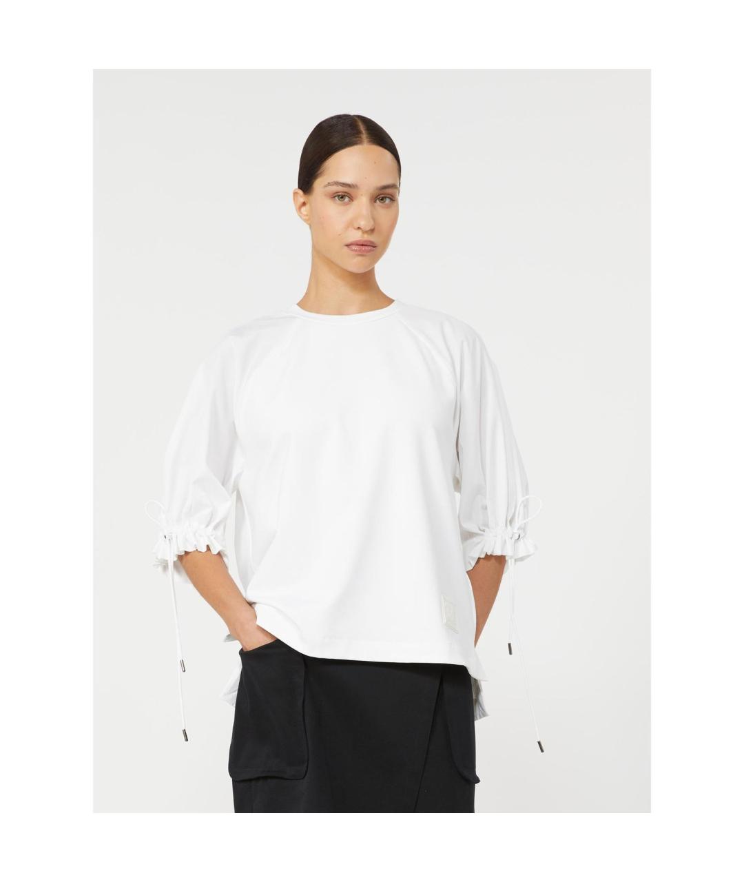 MAX MARA Белая хлопковая футболка, фото 6