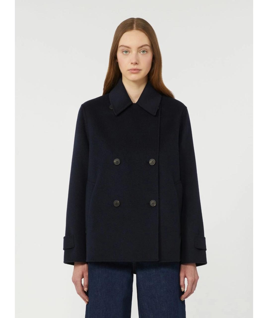 WEEKEND MAX MARA Темно-синее шерстяное пальто, фото 3