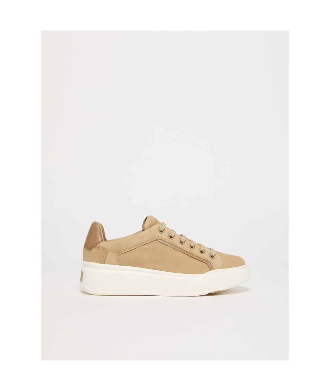 MAX MARA Бежевые замшевые кроссовки, фото 6