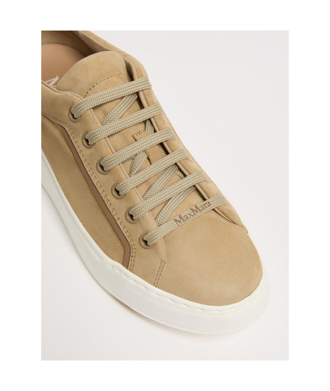 MAX MARA Бежевые замшевые кроссовки, фото 4