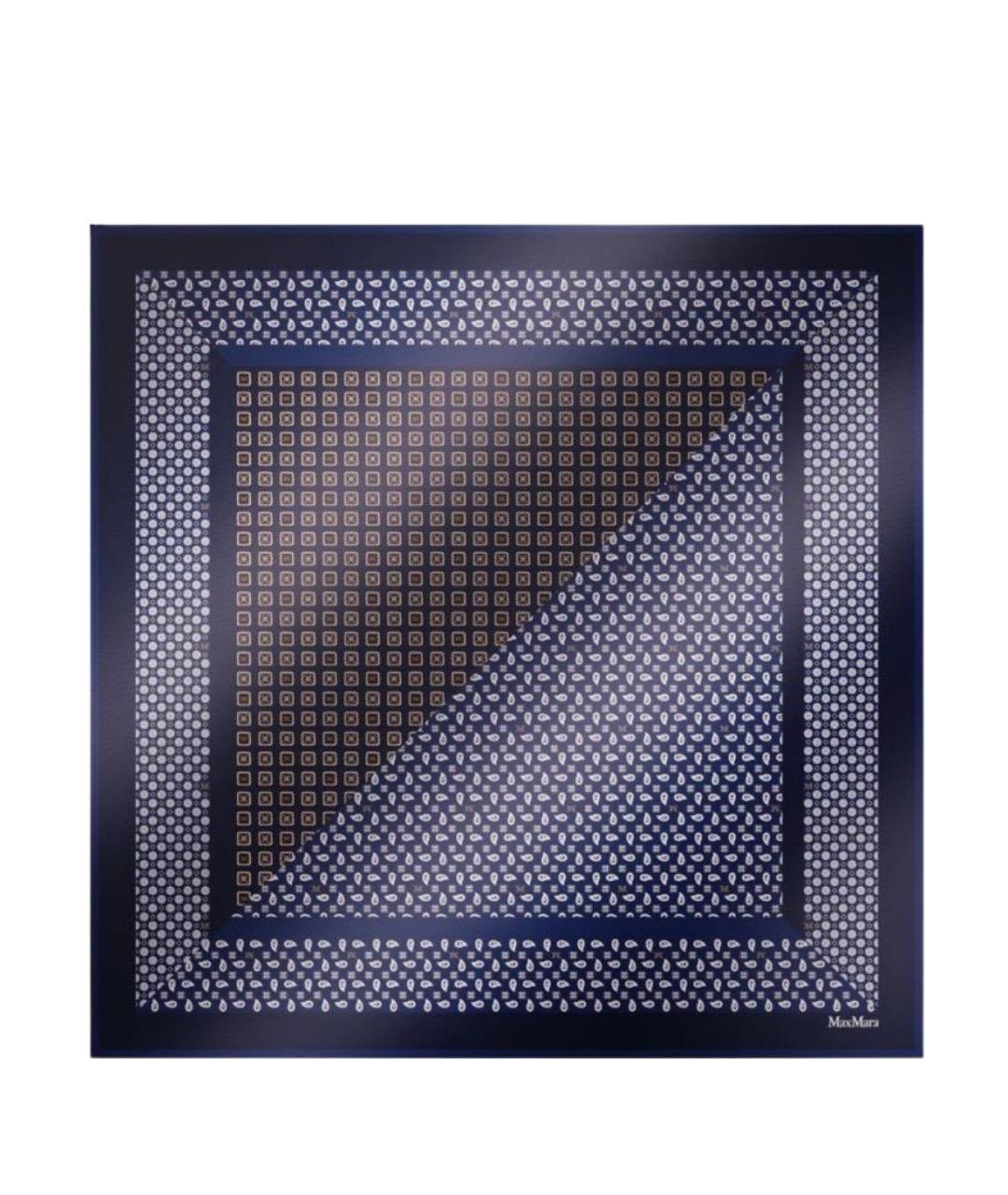 MAX MARA Синий шелковый шарф, фото 1