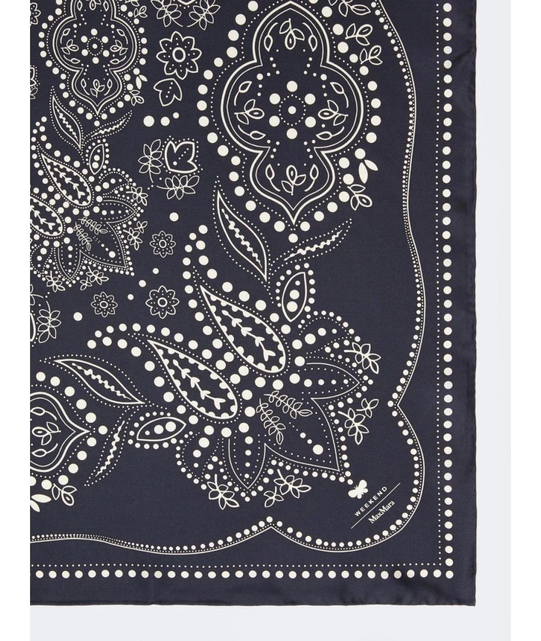 WEEKEND MAX MARA Синий шелковый шарф, фото 2