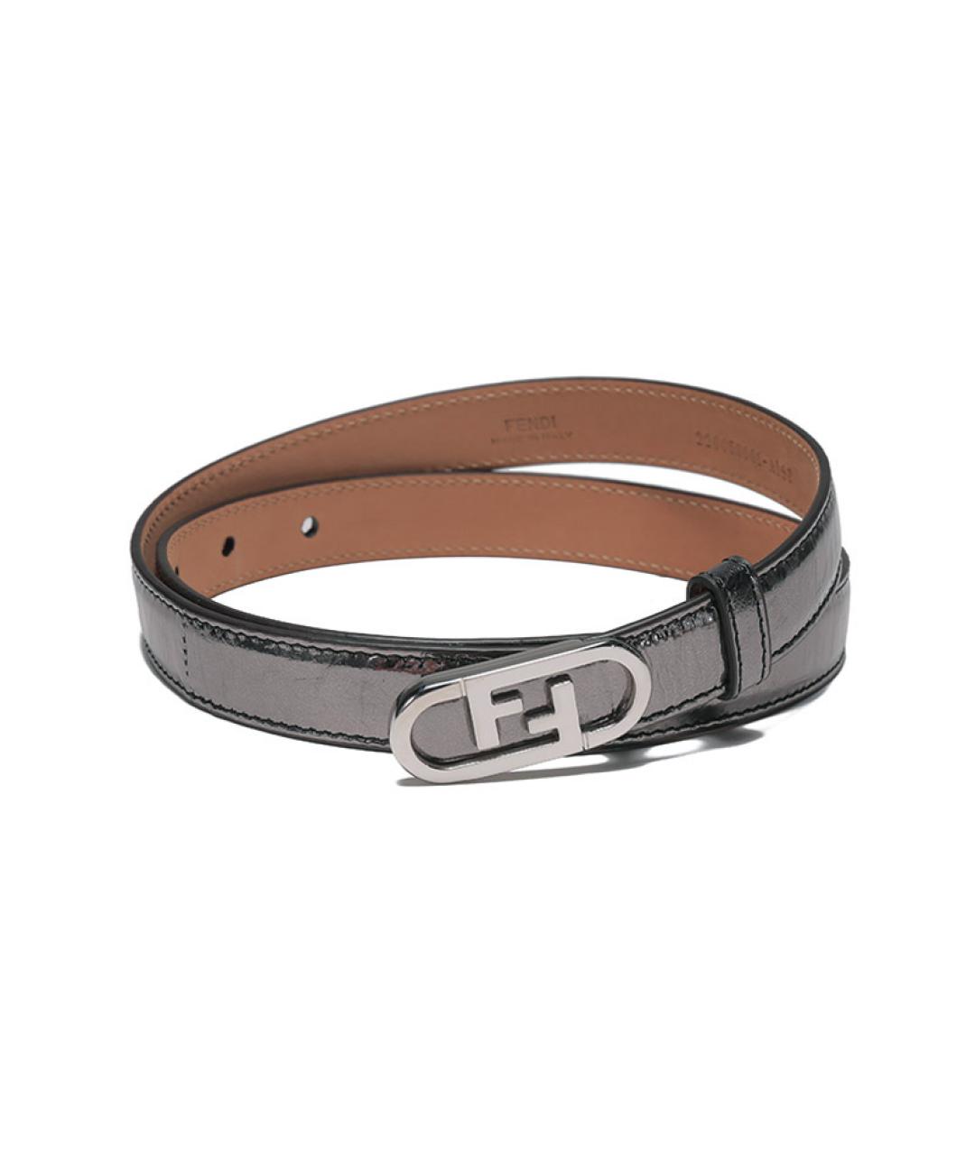 FENDI Серый кожаный ремень, фото 4