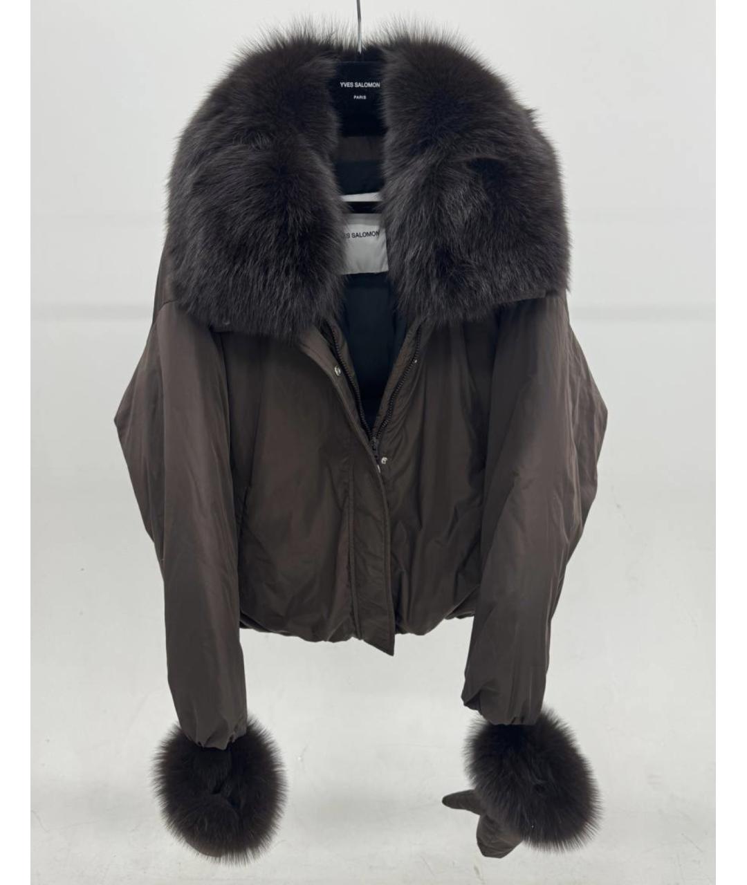 YVES SALOMON Коричневая полиэстеровая куртка, фото 3