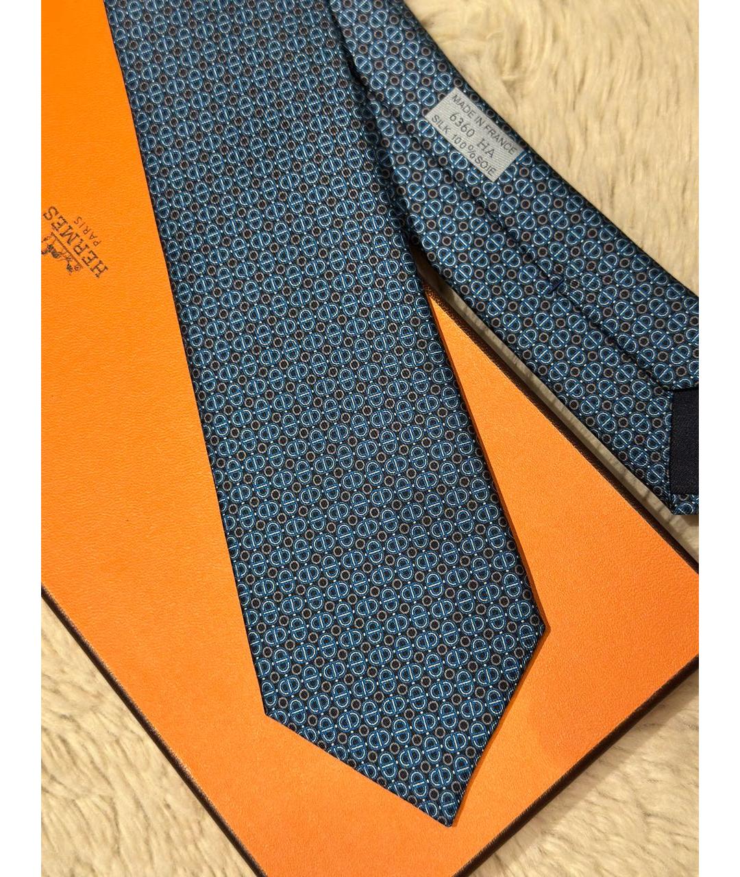 HERMES Синий шелковый галстук, фото 6