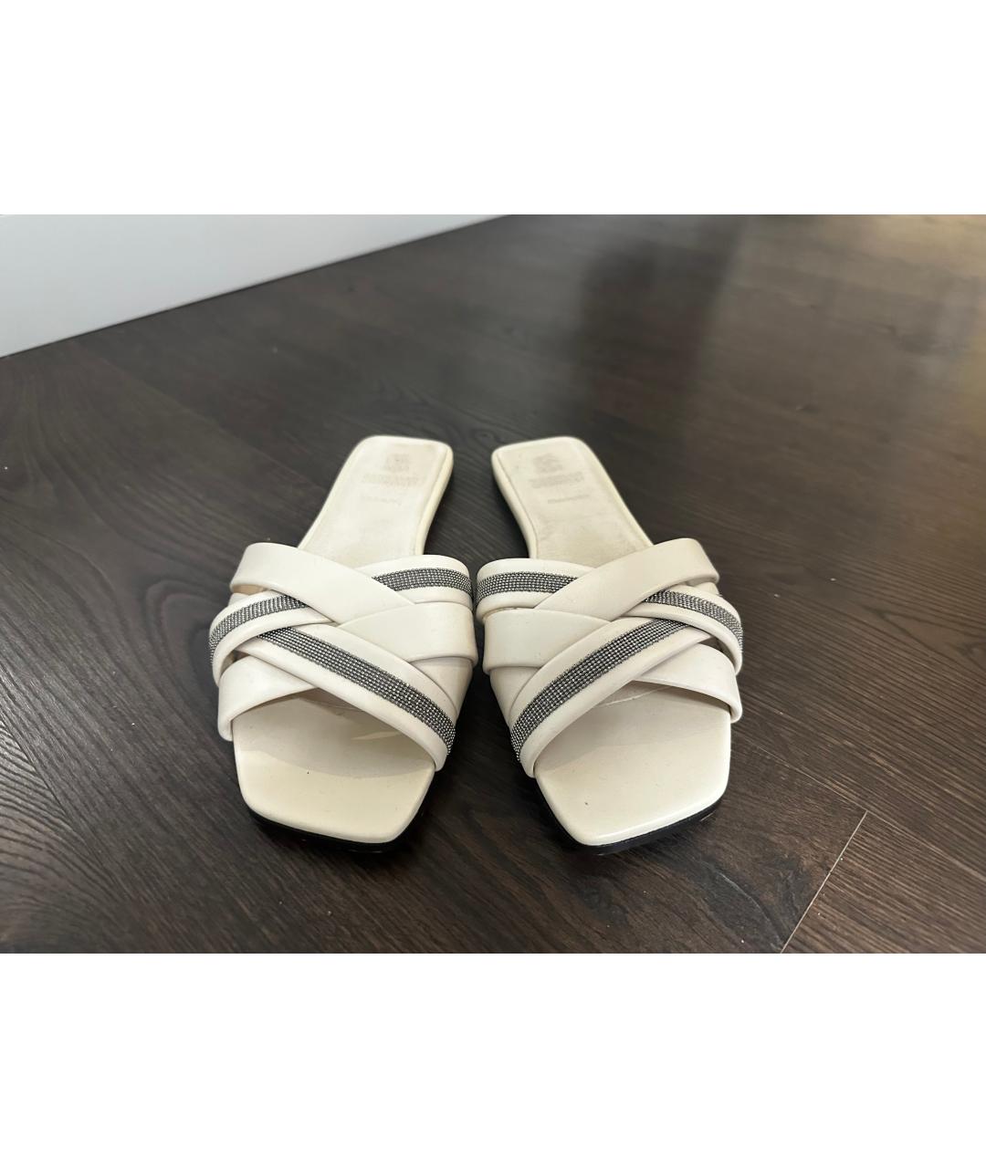 BRUNELLO CUCINELLI Бежевые кожаные сандалии, фото 3