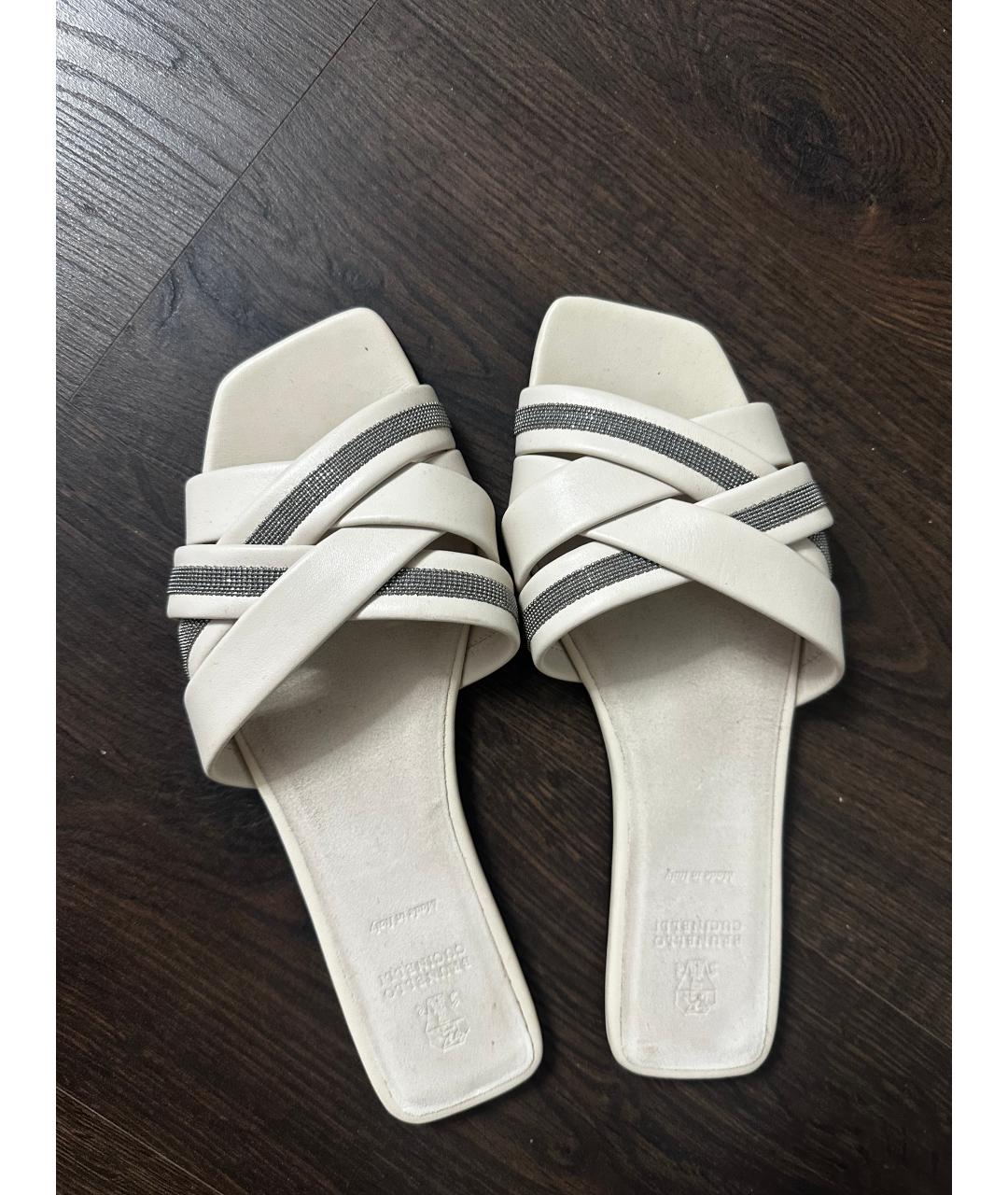 BRUNELLO CUCINELLI Бежевые кожаные сандалии, фото 2