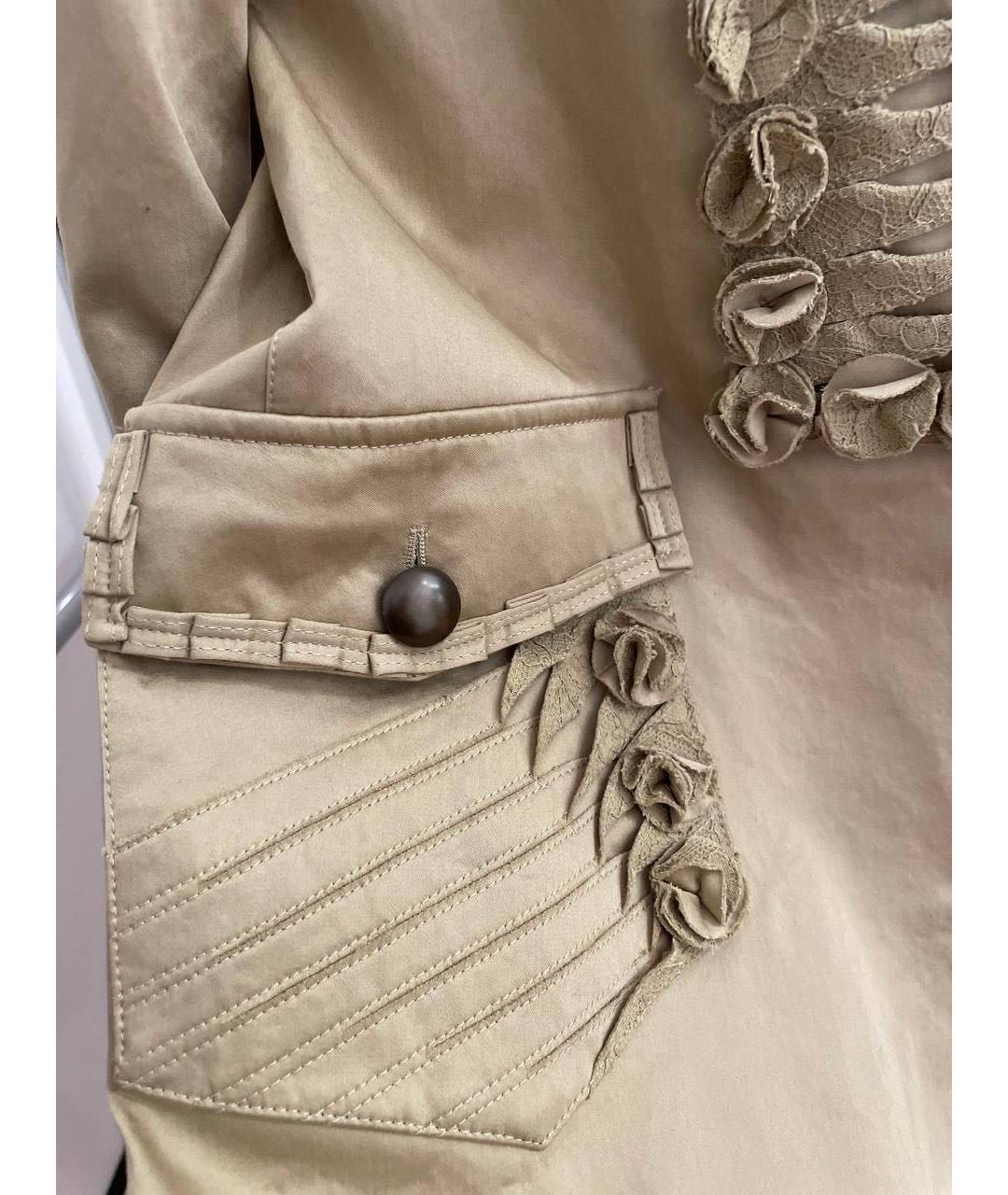 ERMANNO SCERVINO Бежевый хлопко-эластановый тренч/плащ, фото 4