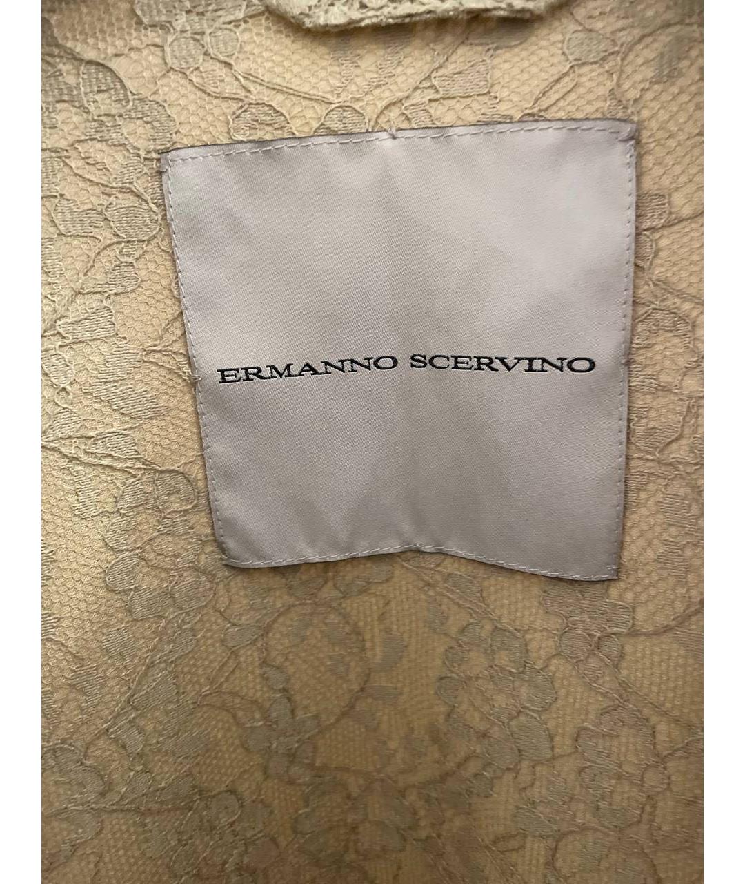 ERMANNO SCERVINO Бежевый хлопко-эластановый тренч/плащ, фото 6