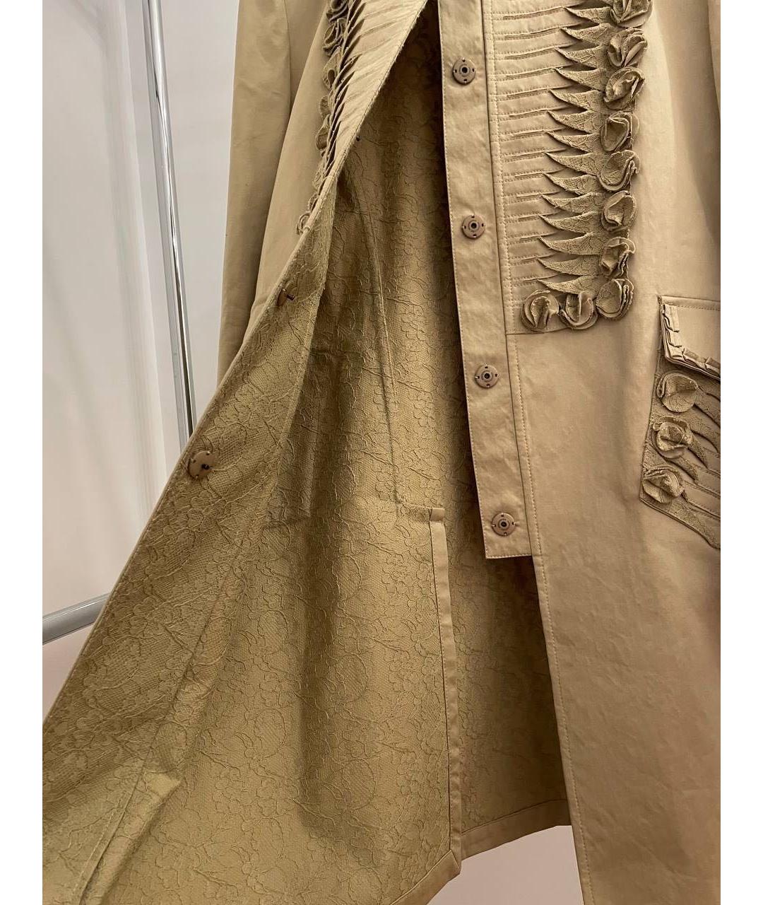 ERMANNO SCERVINO Бежевый хлопко-эластановый тренч/плащ, фото 3