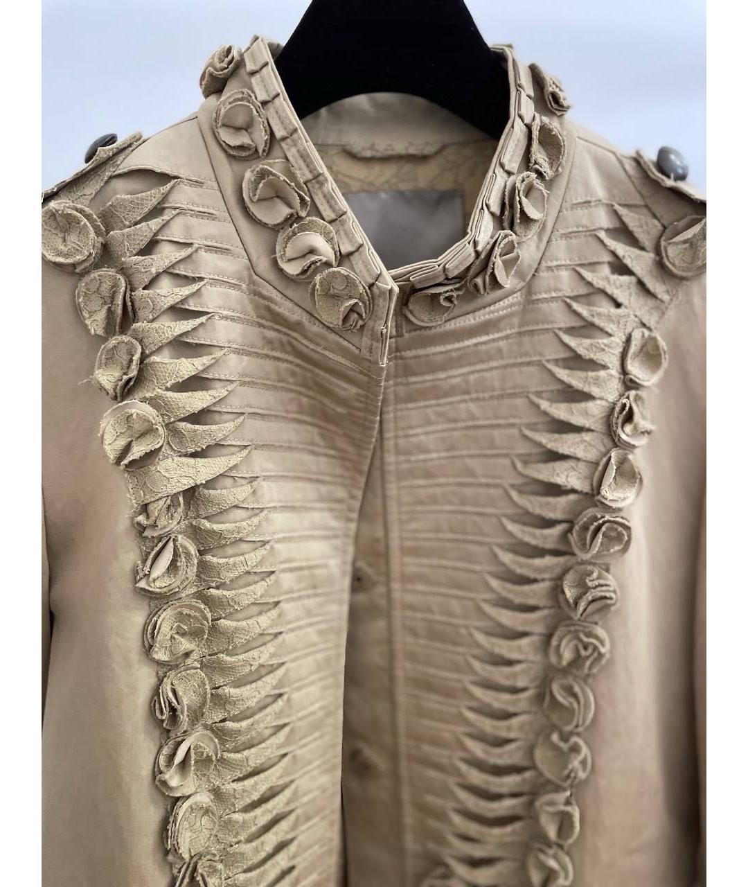 ERMANNO SCERVINO Бежевый хлопко-эластановый тренч/плащ, фото 5