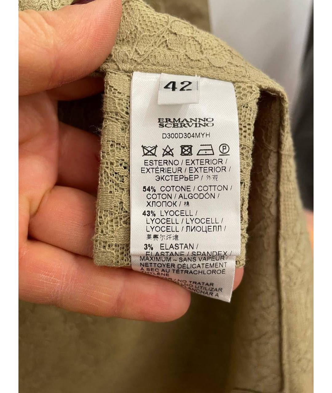 ERMANNO SCERVINO Бежевый хлопко-эластановый тренч/плащ, фото 7