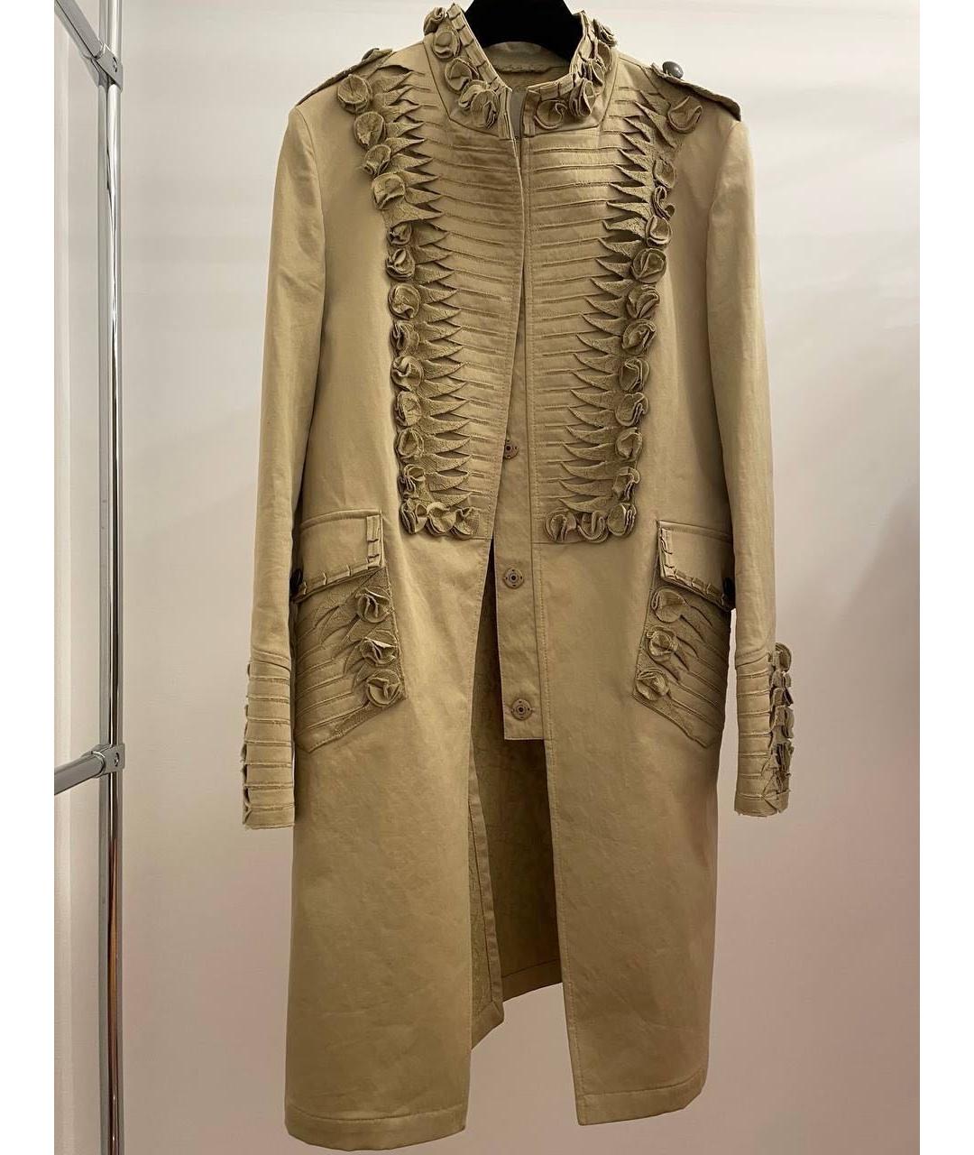 ERMANNO SCERVINO Бежевый хлопко-эластановый тренч/плащ, фото 8