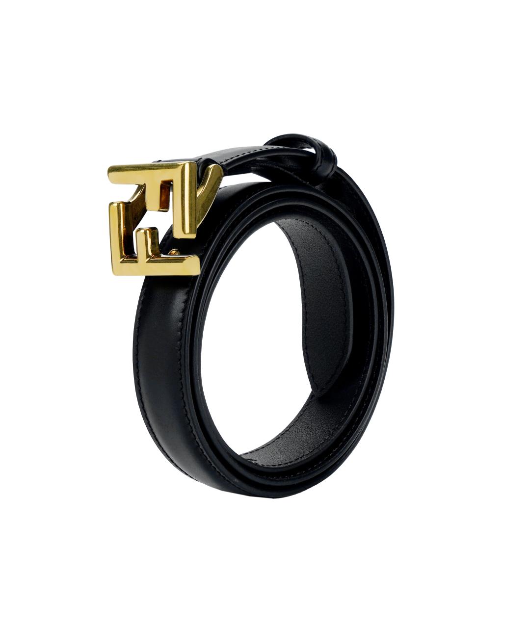 FENDI Черный кожаный ремень, фото 3