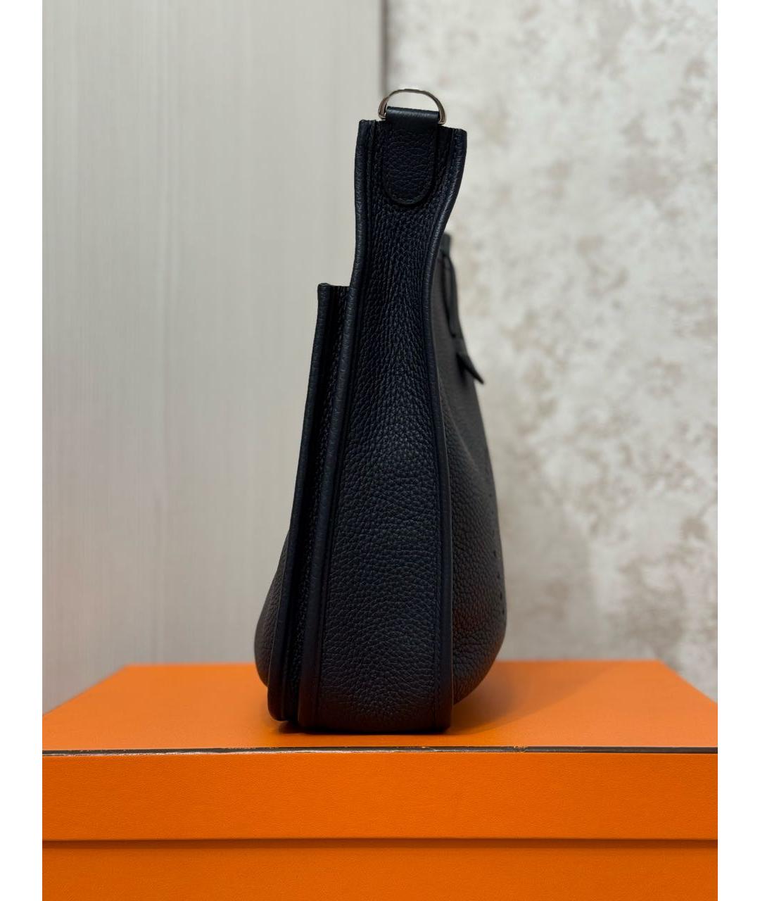 HERMES Темно-синяя кожаная сумка через плечо, фото 3