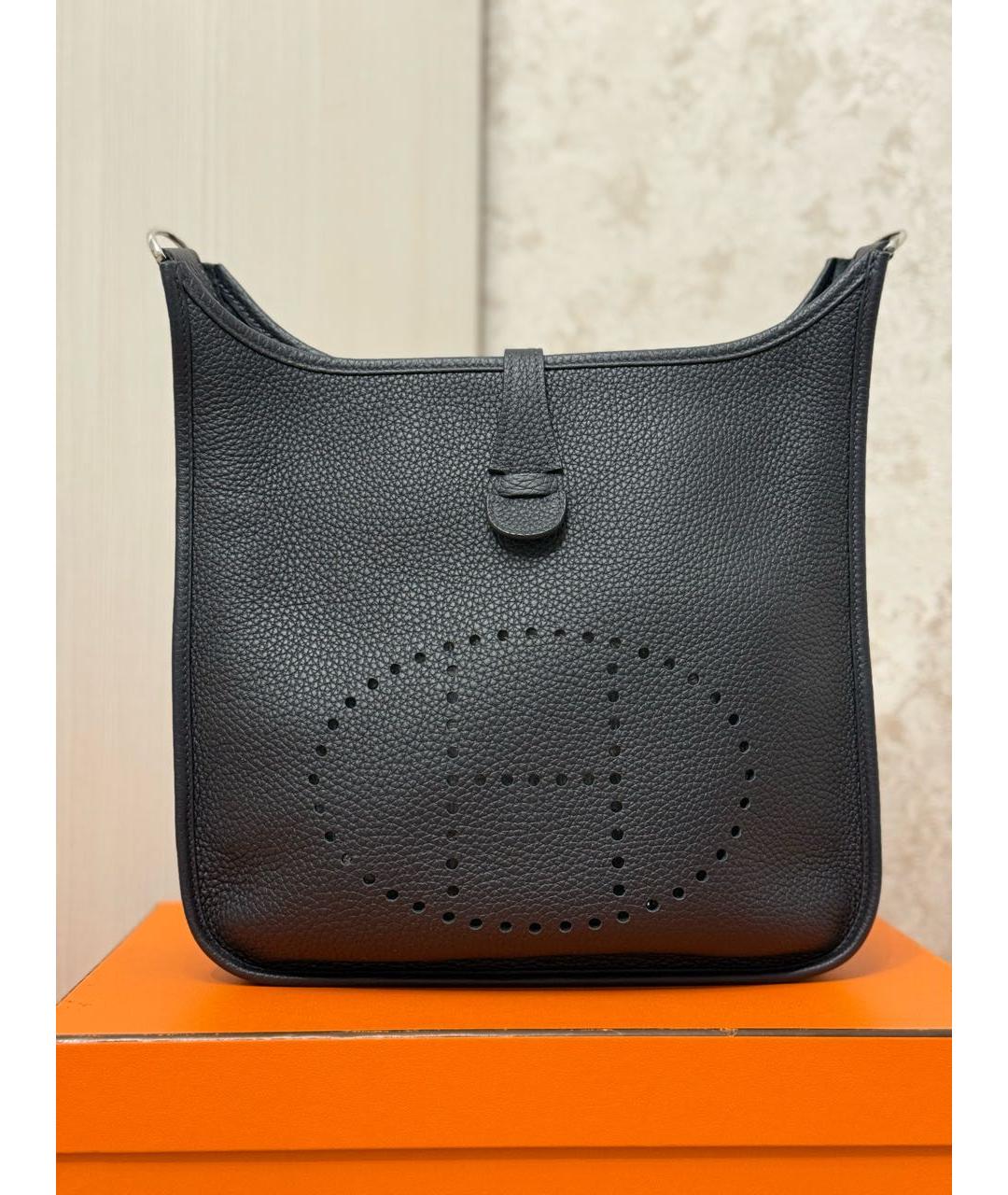 HERMES Темно-синяя кожаная сумка через плечо, фото 2