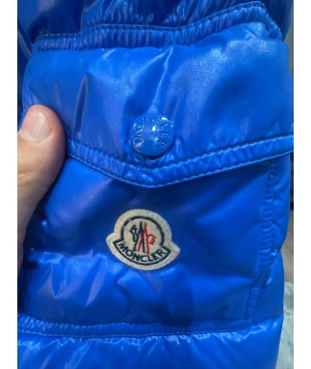 MONCLER Синий полиэстеровый пуховик, фото 4