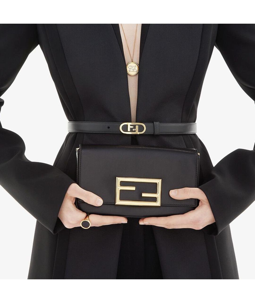 FENDI Черный кожаный ремень, фото 2