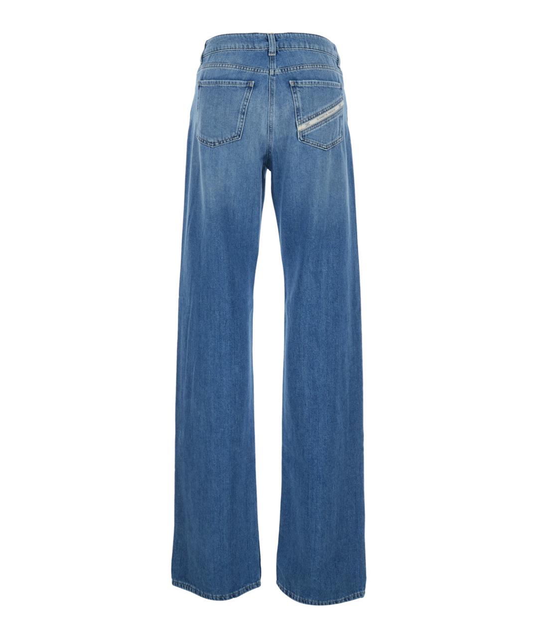 ELISABETTA FRANCHI Голубые хлопковые прямые джинсы, фото 2