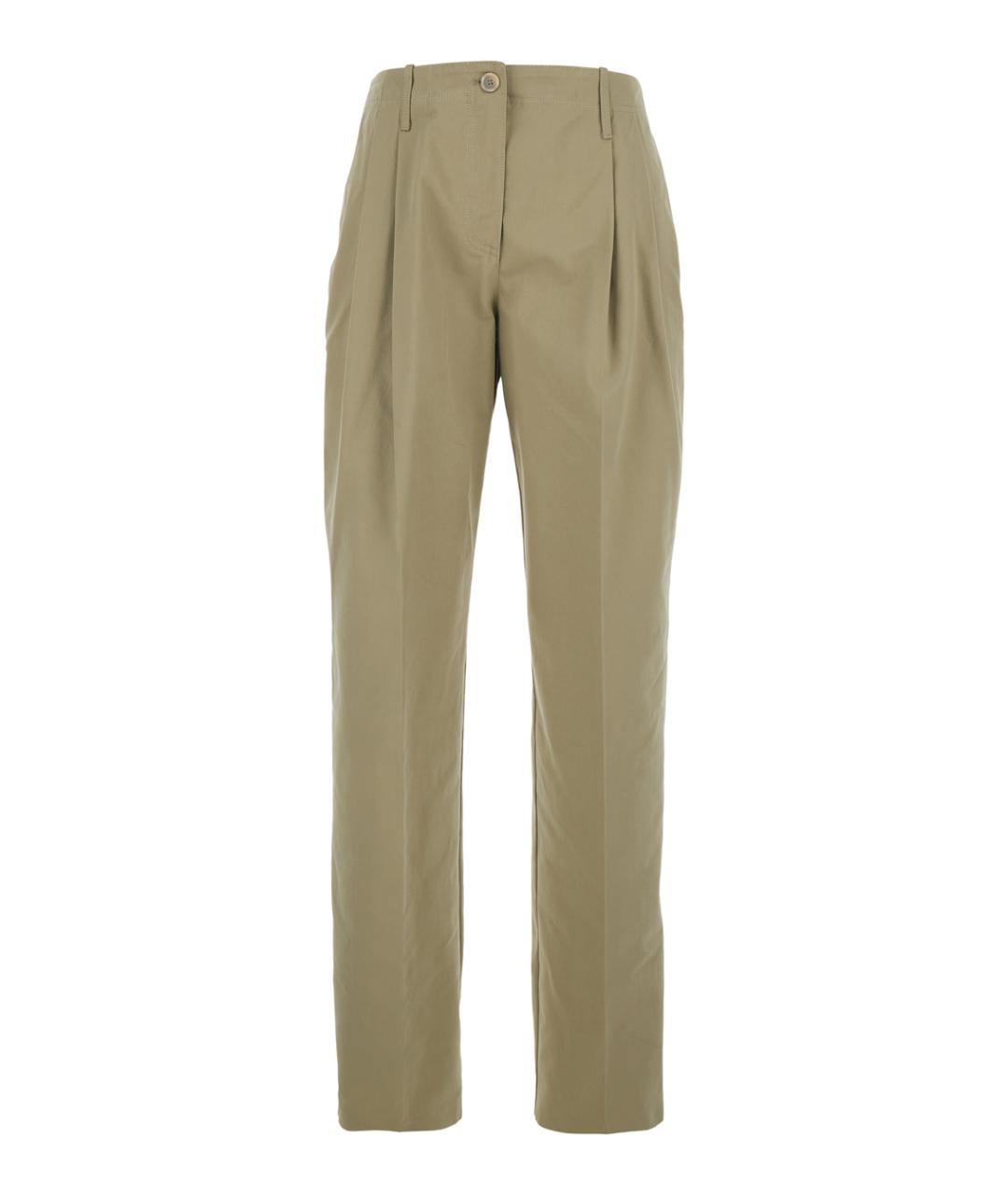 SEMICOUTURE Хаки хлопковые прямые брюки, фото 1