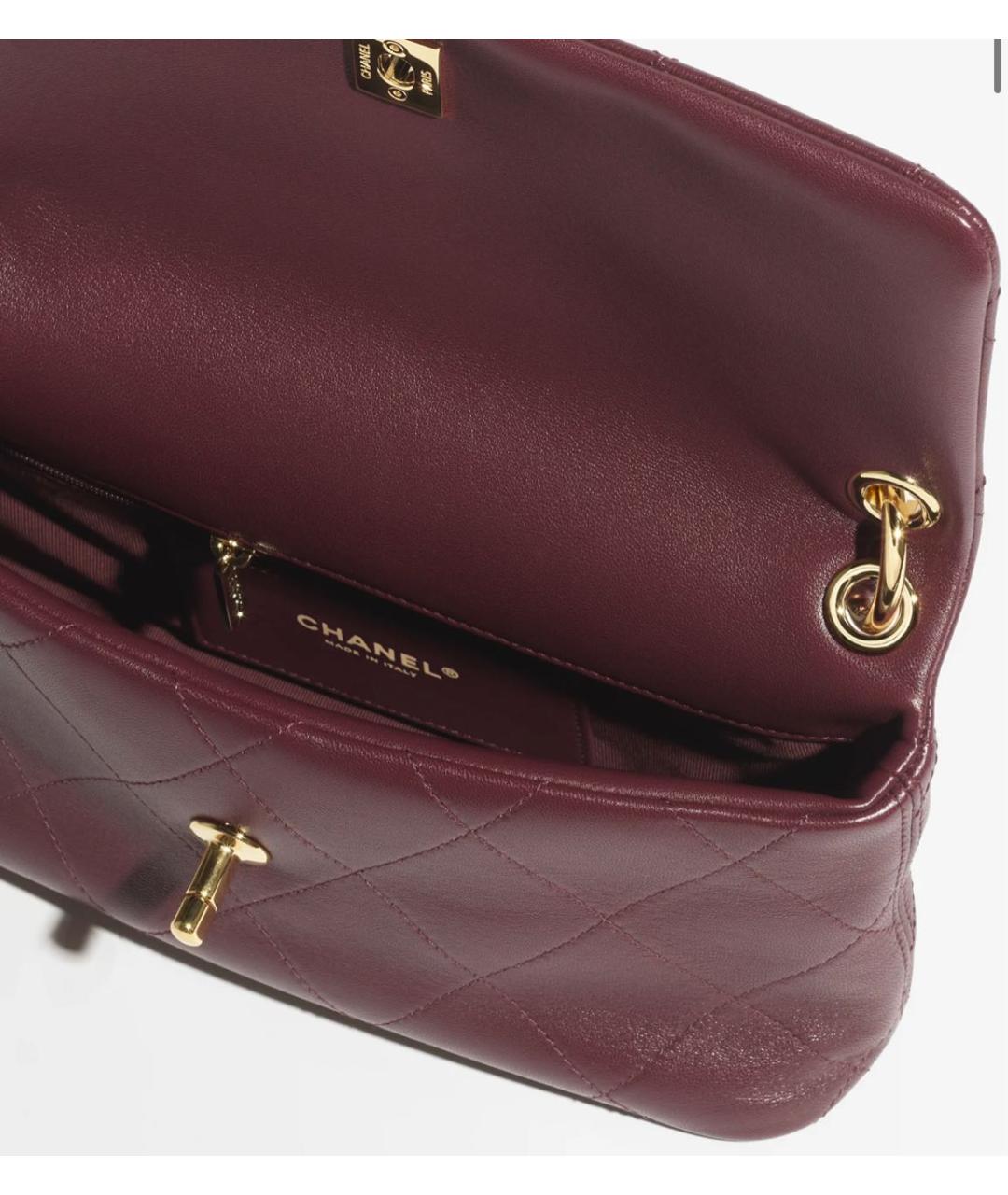 CHANEL Бордовая кожаная сумка через плечо, фото 3