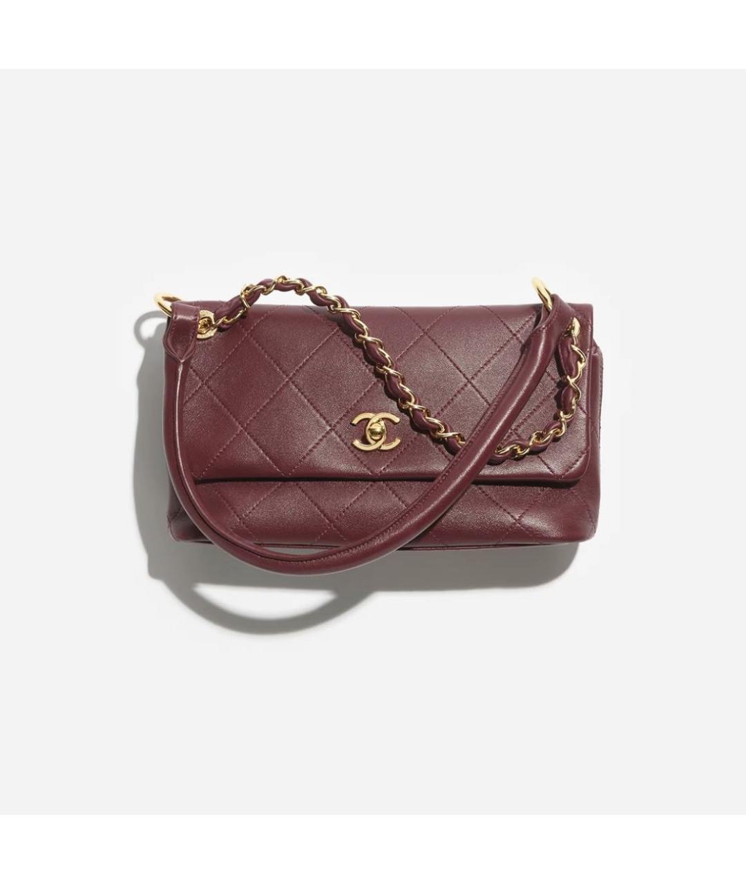 CHANEL Бордовая кожаная сумка через плечо, фото 5