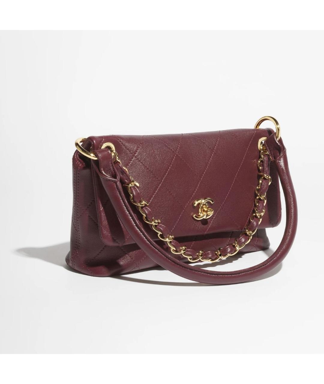 CHANEL Бордовая кожаная сумка через плечо, фото 4