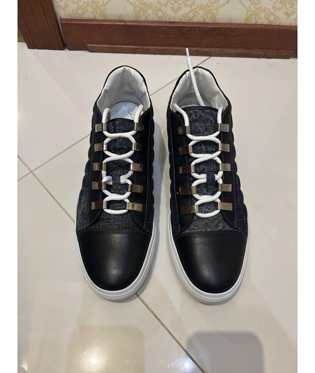 PHILIPP PLEIN Черные кожаные низкие кроссовки / кеды, фото 2