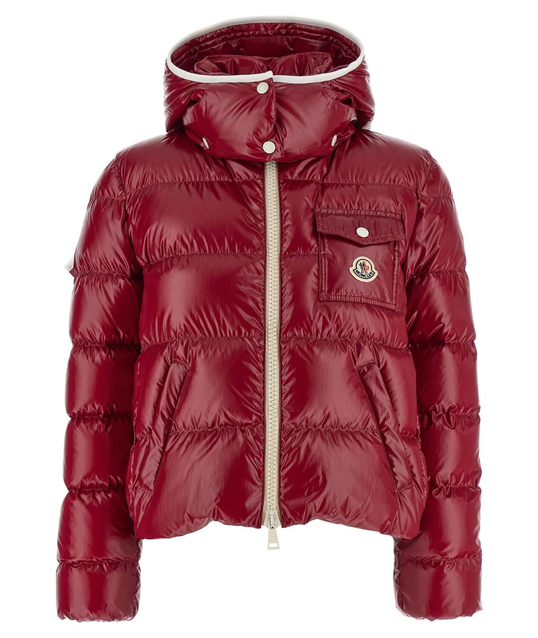 MONCLER Красный полиамидовый пуховик, фото 1