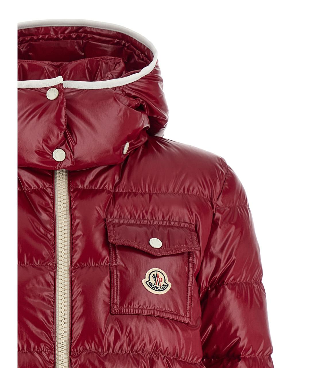 MONCLER Красный полиамидовый пуховик, фото 4