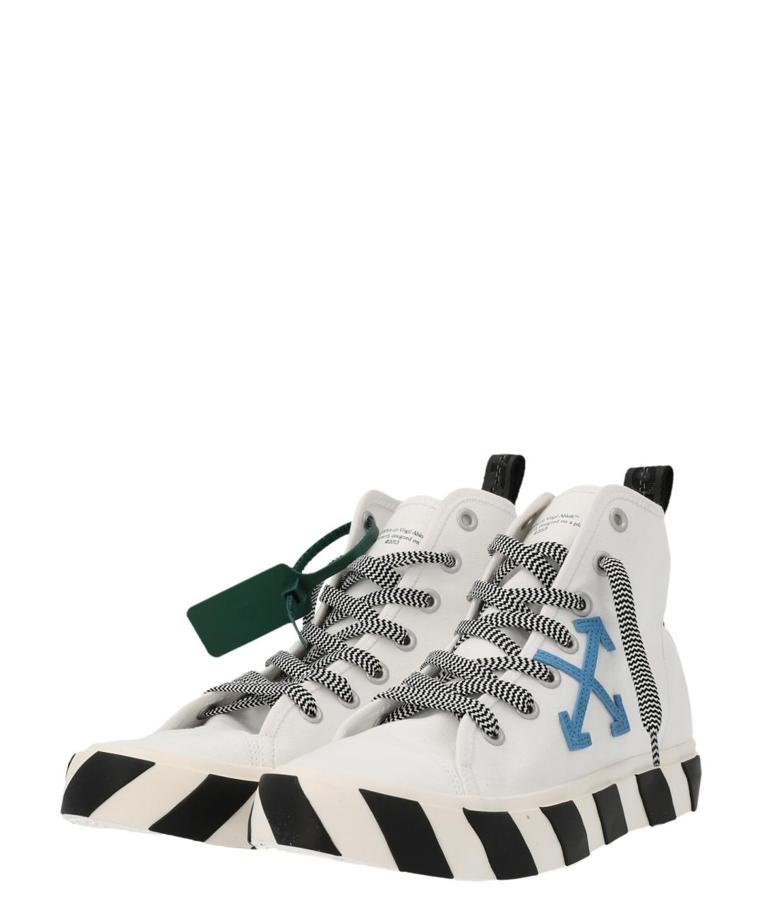 OFF-WHITE Белые текстильные высокие кроссовки / кеды, фото 2