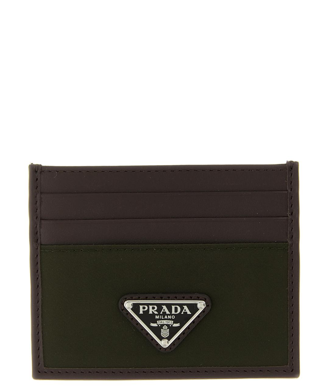 PRADA Зеленый кожаный кардхолдер, фото 1