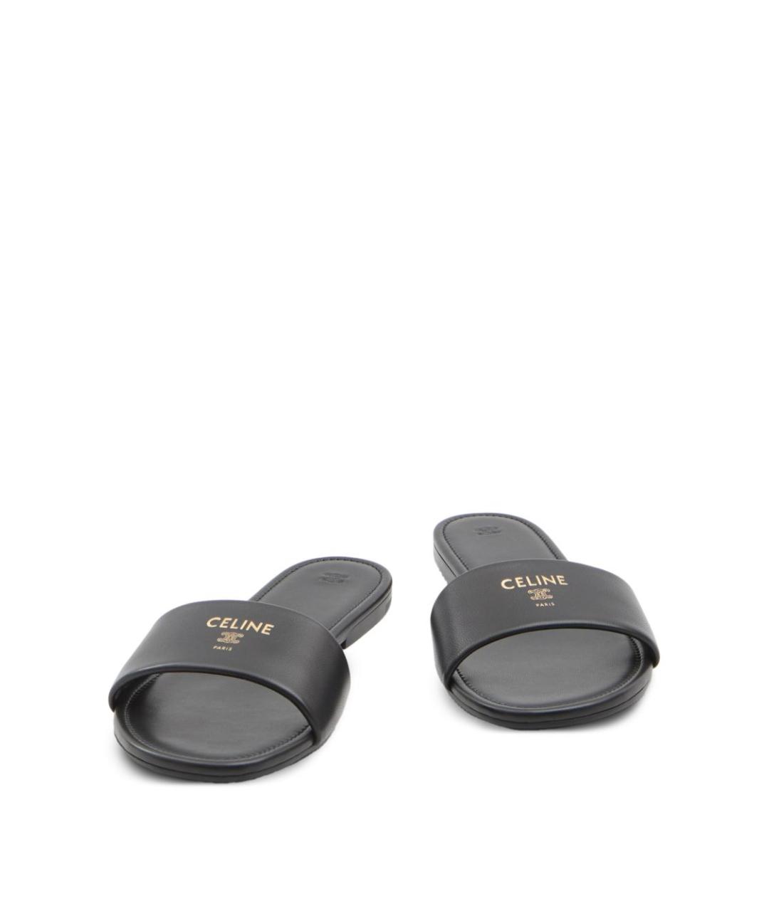 CELINE Черные кожаные шлепанцы, фото 2