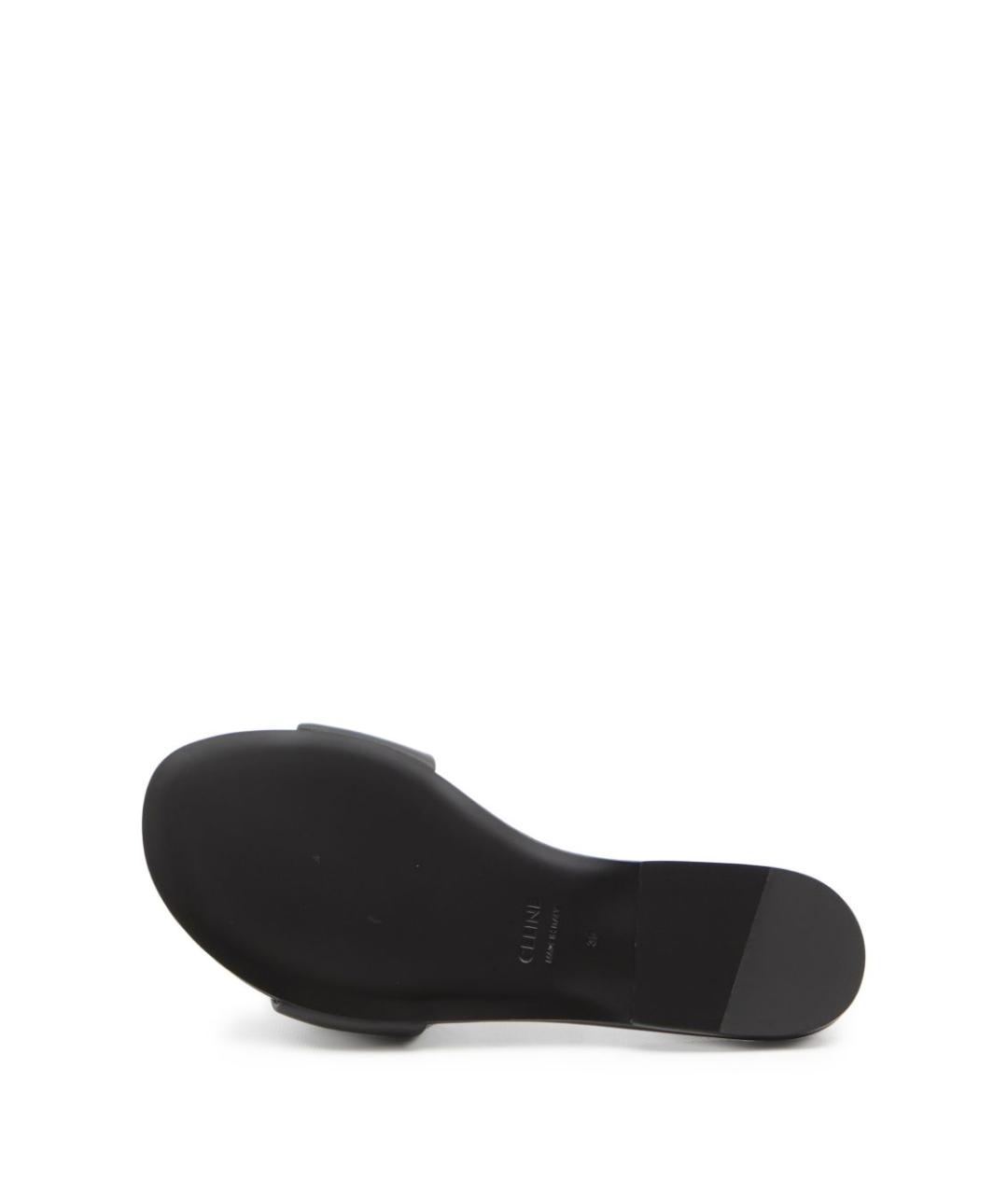 CELINE Черные кожаные шлепанцы, фото 4