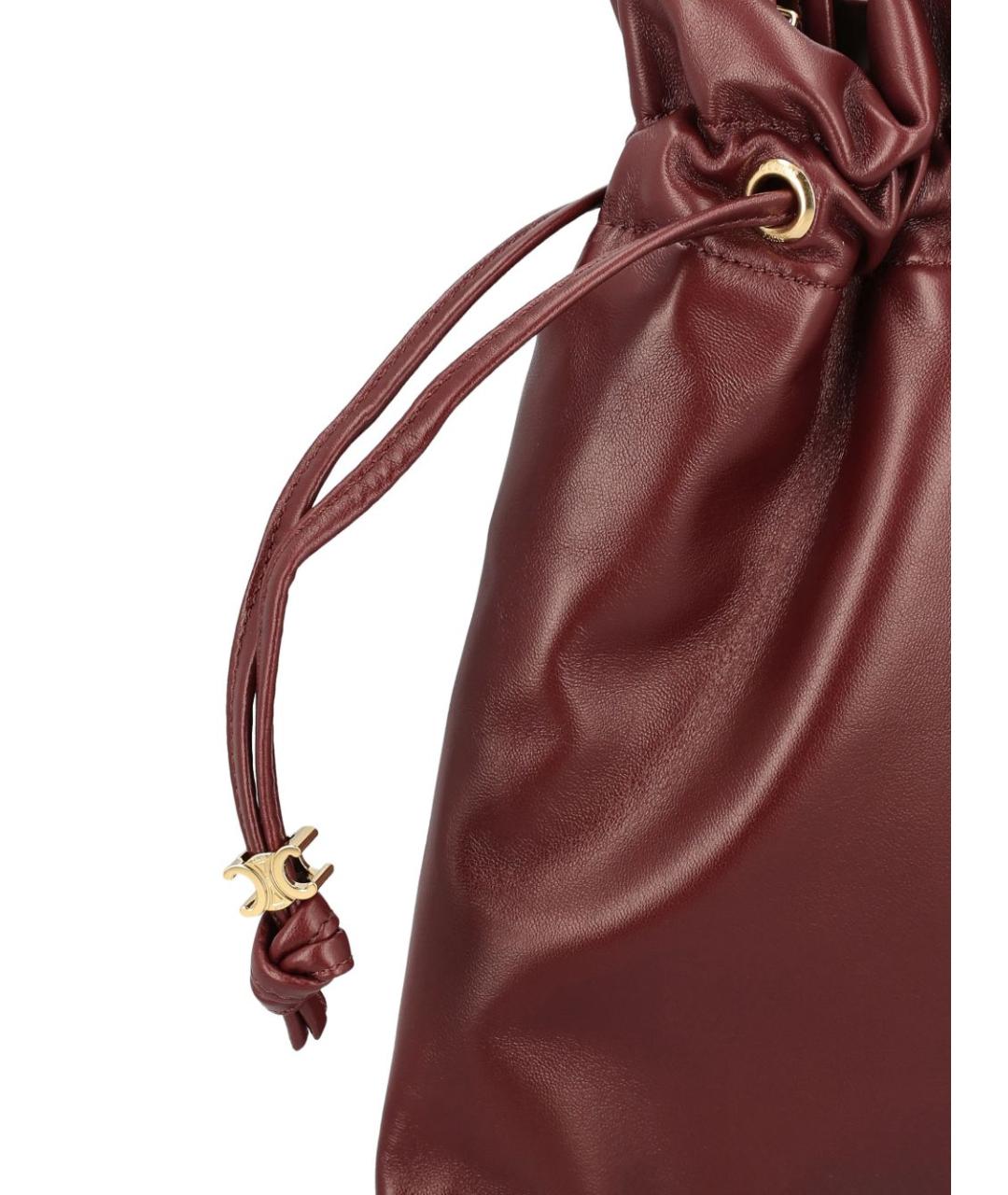 CELINE Бордовая кожаная сумка через плечо, фото 3