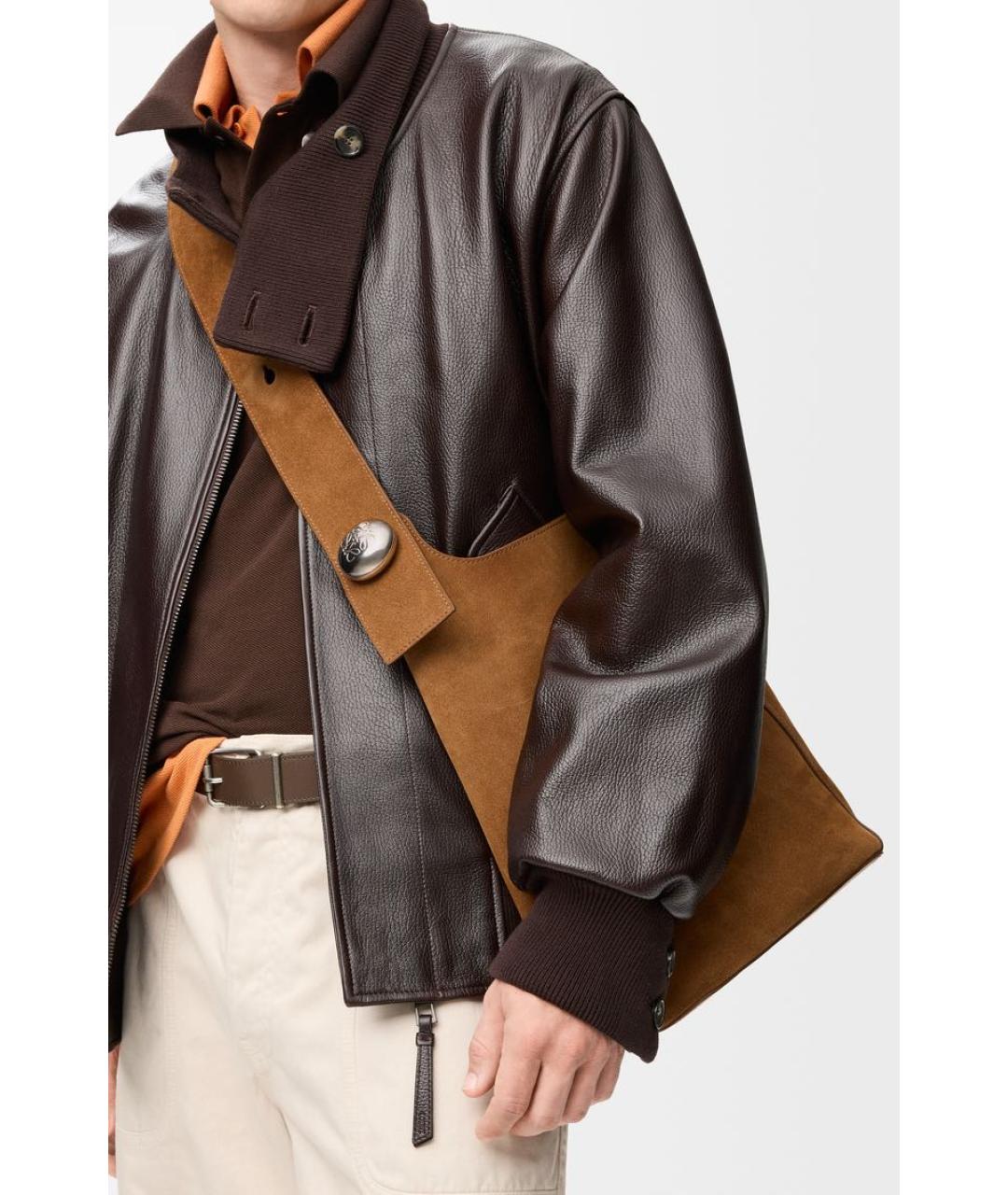 LOEWE Коричневая замшевая сумка через плечо, фото 3