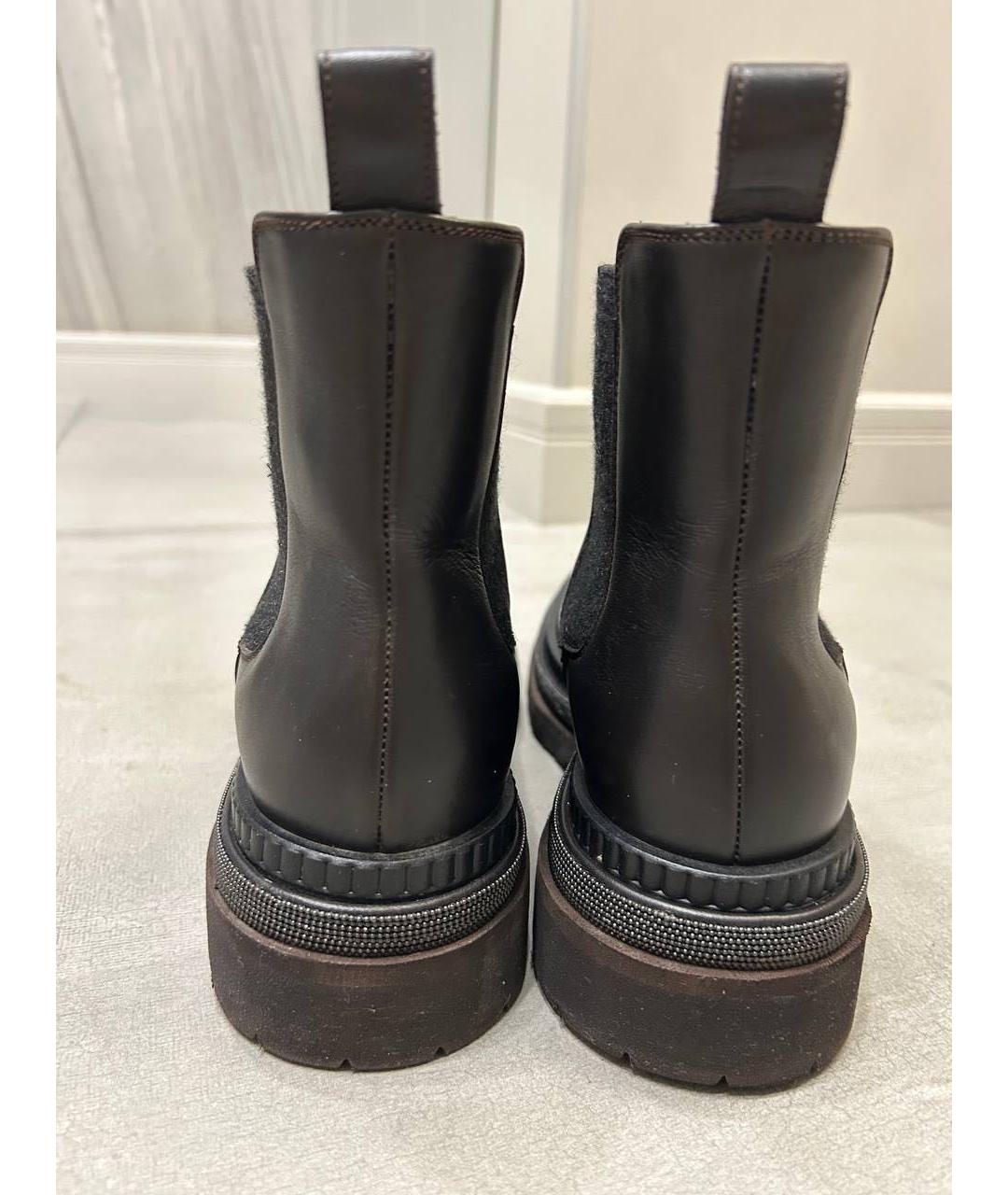 BRUNELLO CUCINELLI Коричневые кожаные полусапоги, фото 4