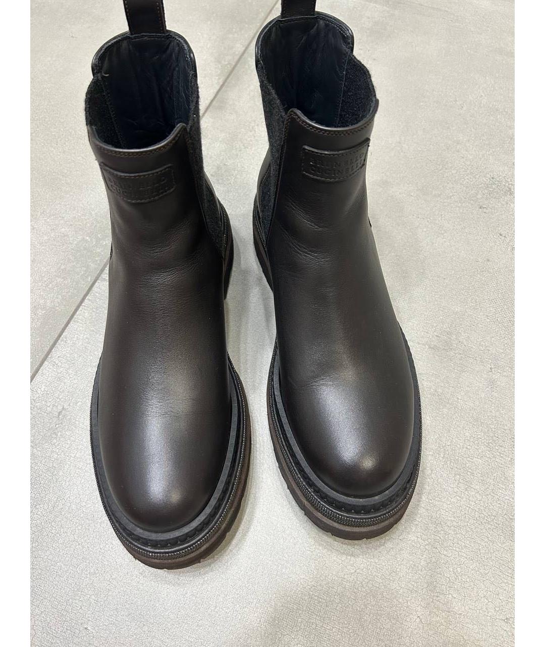 BRUNELLO CUCINELLI Коричневые кожаные полусапоги, фото 2