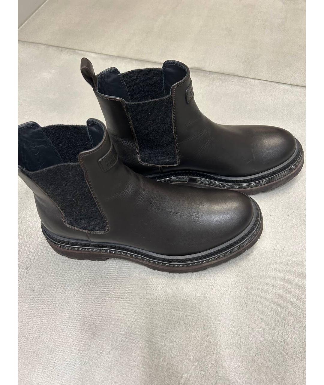 BRUNELLO CUCINELLI Коричневые кожаные полусапоги, фото 8