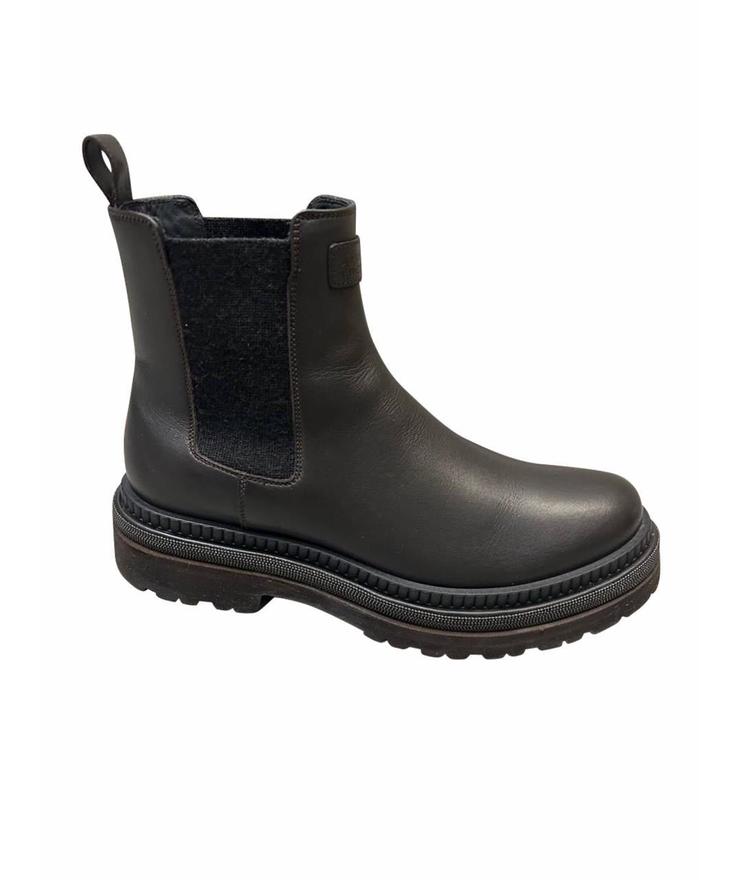 BRUNELLO CUCINELLI Коричневые кожаные полусапоги, фото 1