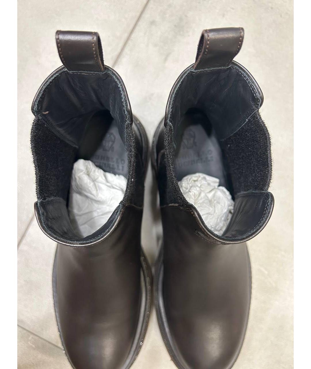 BRUNELLO CUCINELLI Коричневые кожаные полусапоги, фото 3