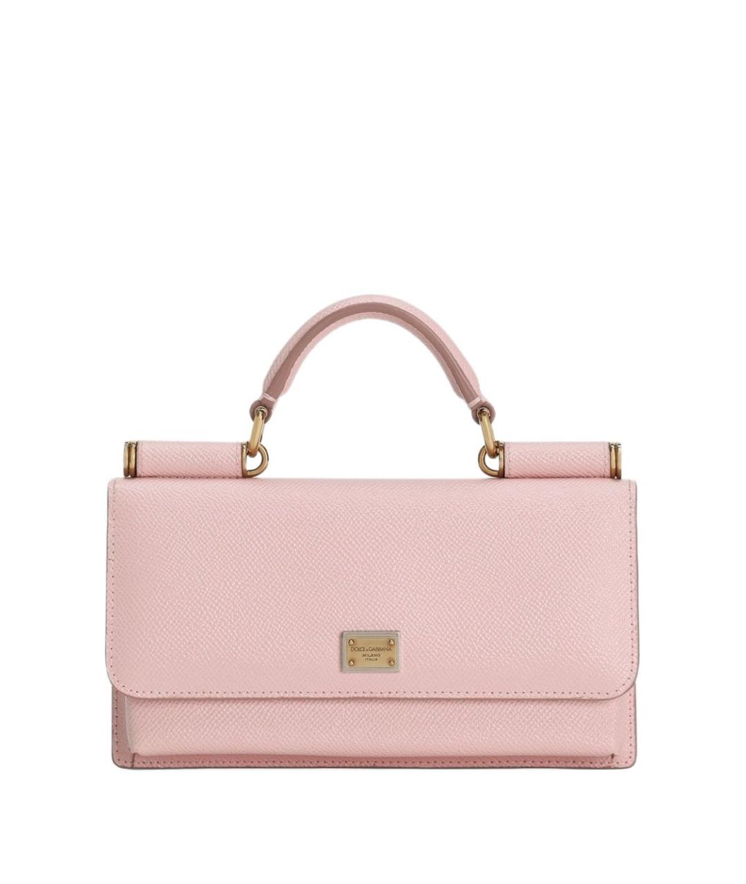 DOLCE&GABBANA Розовая кожаная сумка через плечо, фото 1