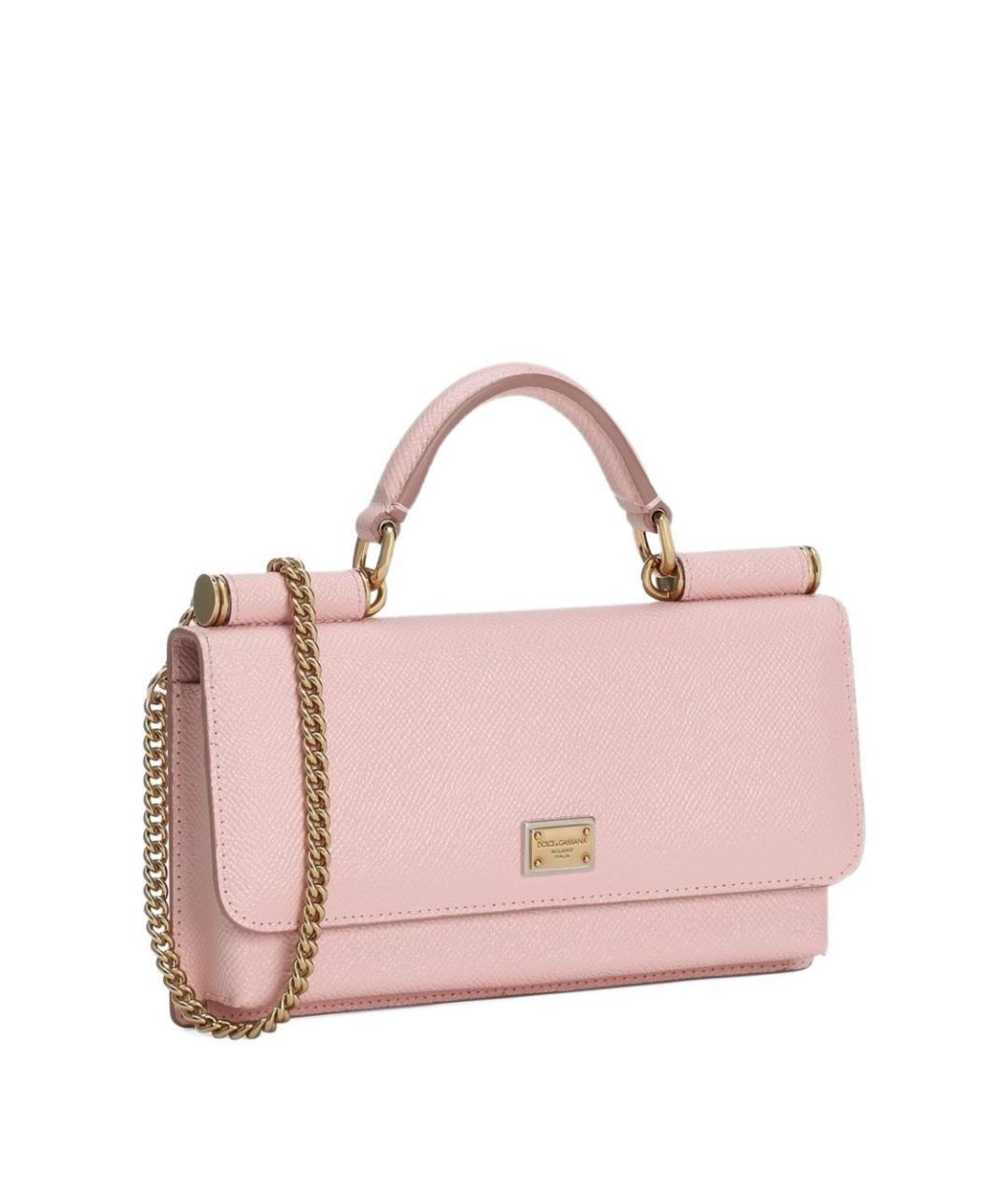 DOLCE&GABBANA Розовая кожаная сумка через плечо, фото 2