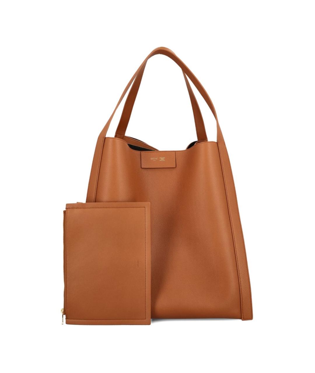 CELINE Коричневая кожаная сумка тоут, фото 2