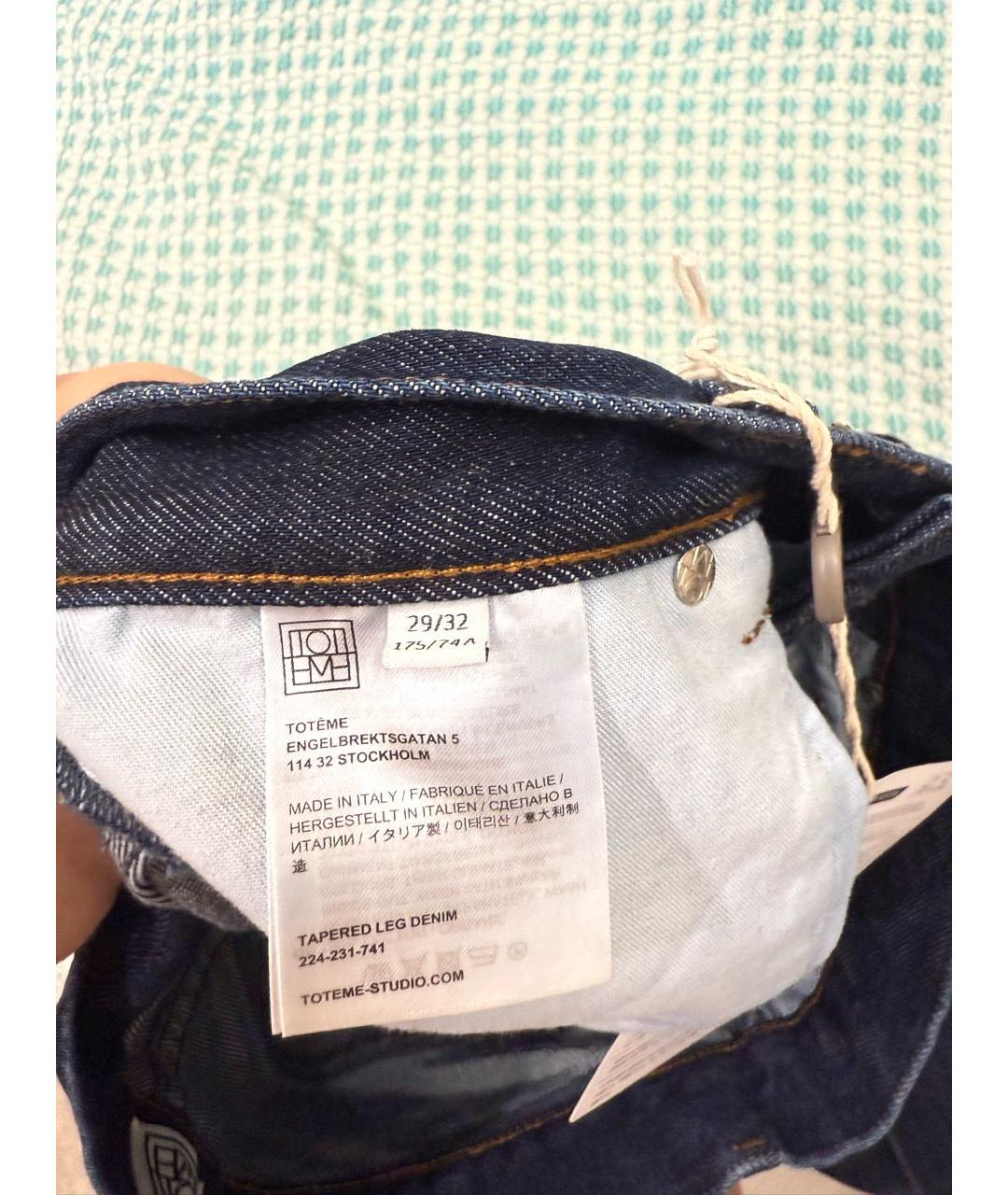TOTEME Темно-синие хлопковые прямые джинсы, фото 4