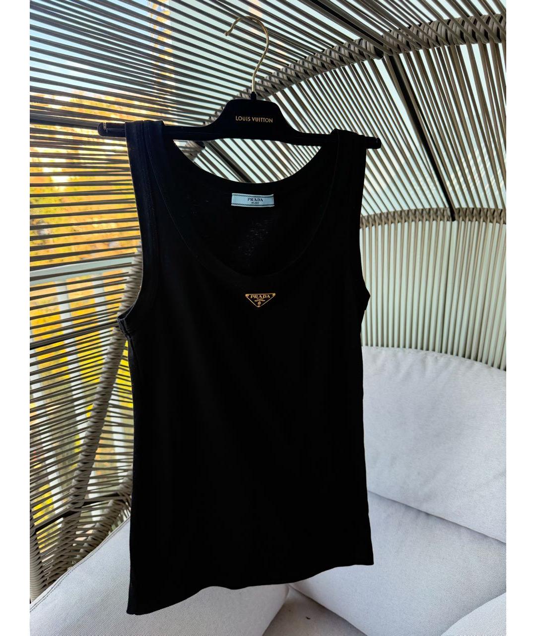 PRADA Черная хлопковая майка, фото 2