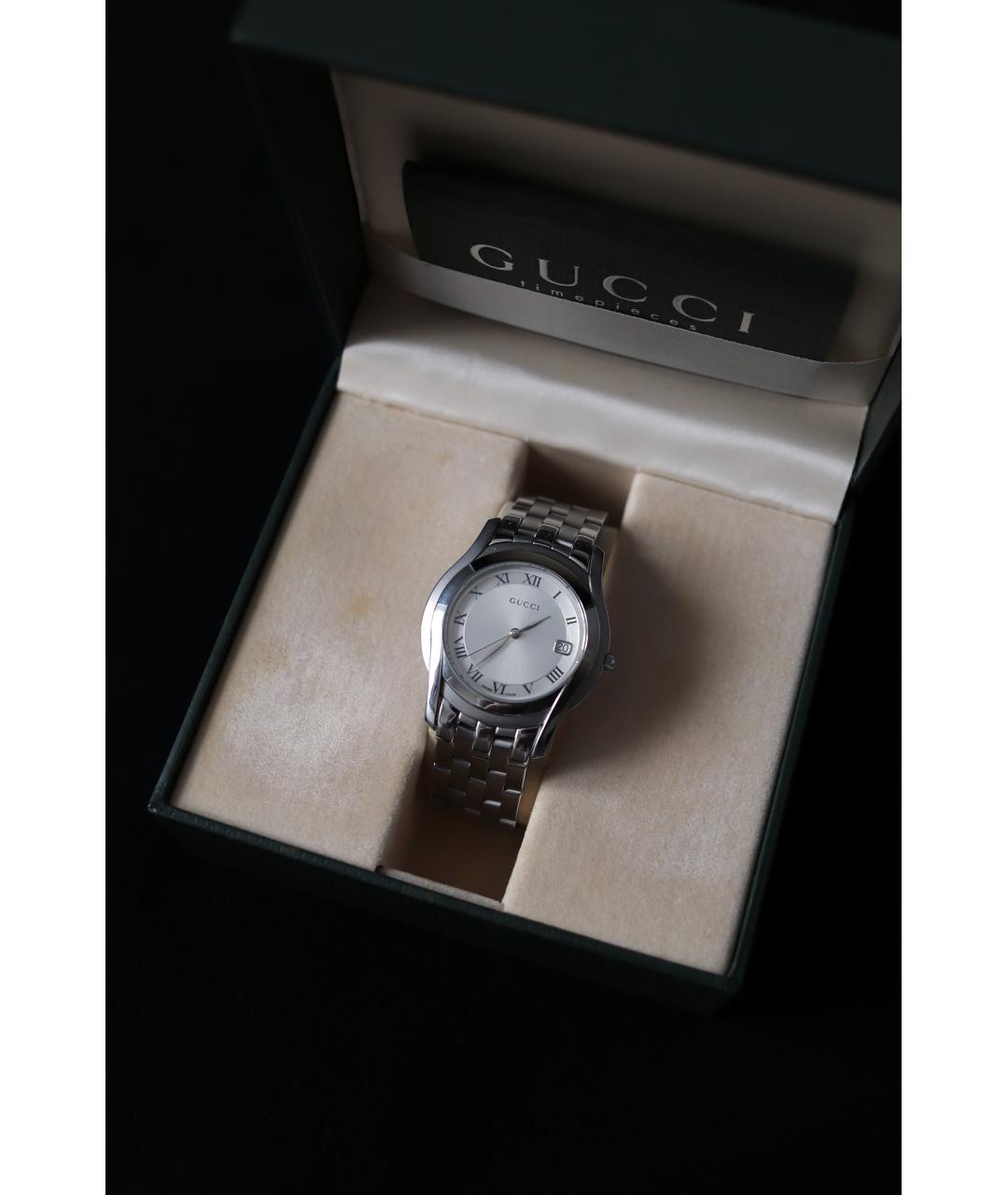 GUCCI Серебряные стальные часы, фото 6