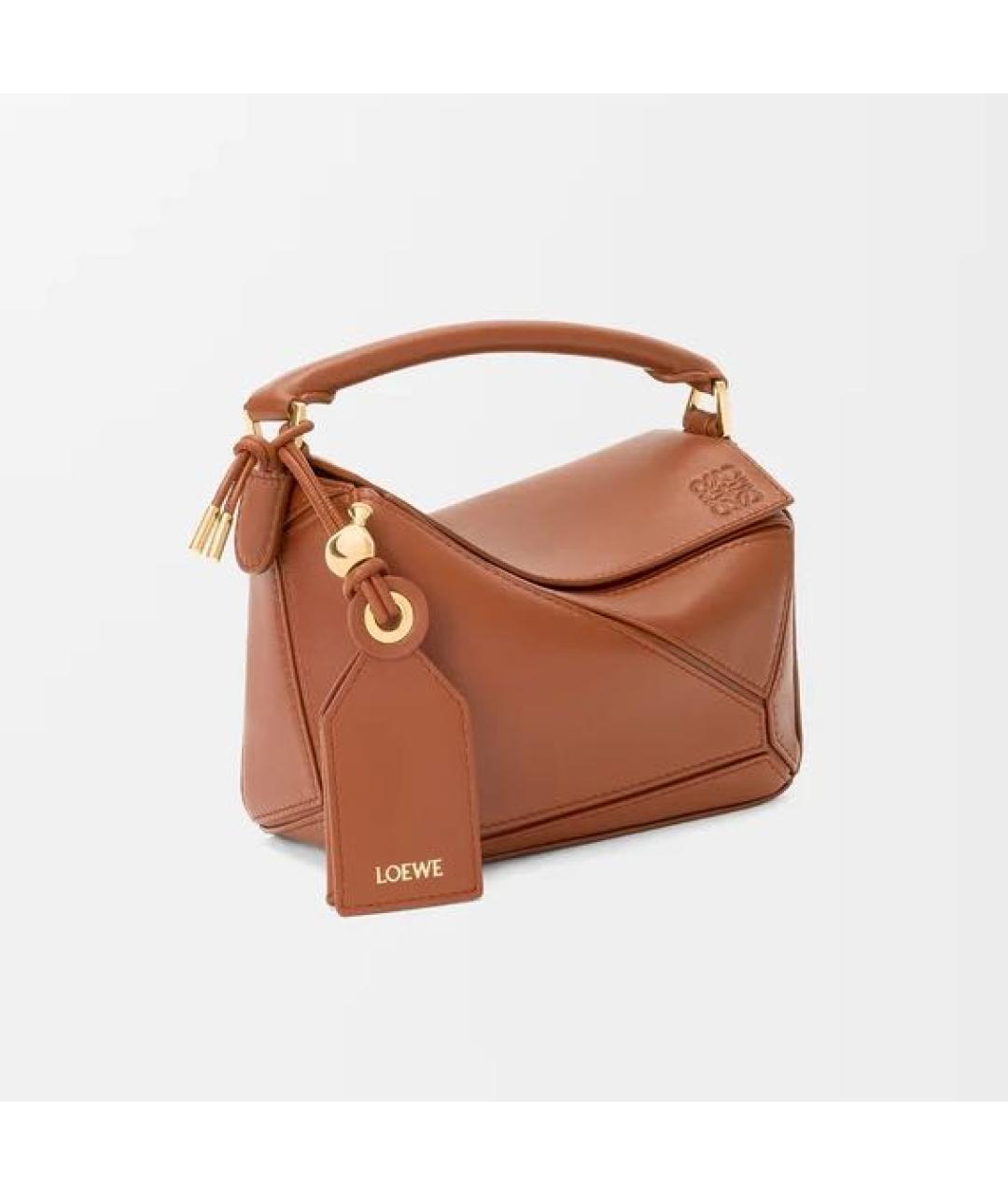 LOEWE Коричневая кожаная сумка с короткими ручками, фото 5